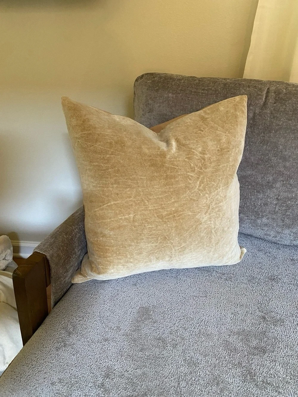 IKEA Duck Feather Velvet Square Mustard Yellow Throw Pillow 12” x 12”